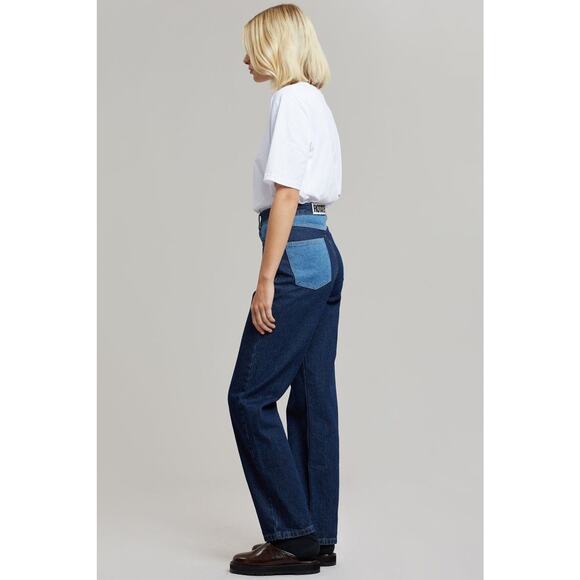Rotate Birger Christensen Betty Contrast Colorblock High-Waisted Straight Jeans - Picture 6 of 15